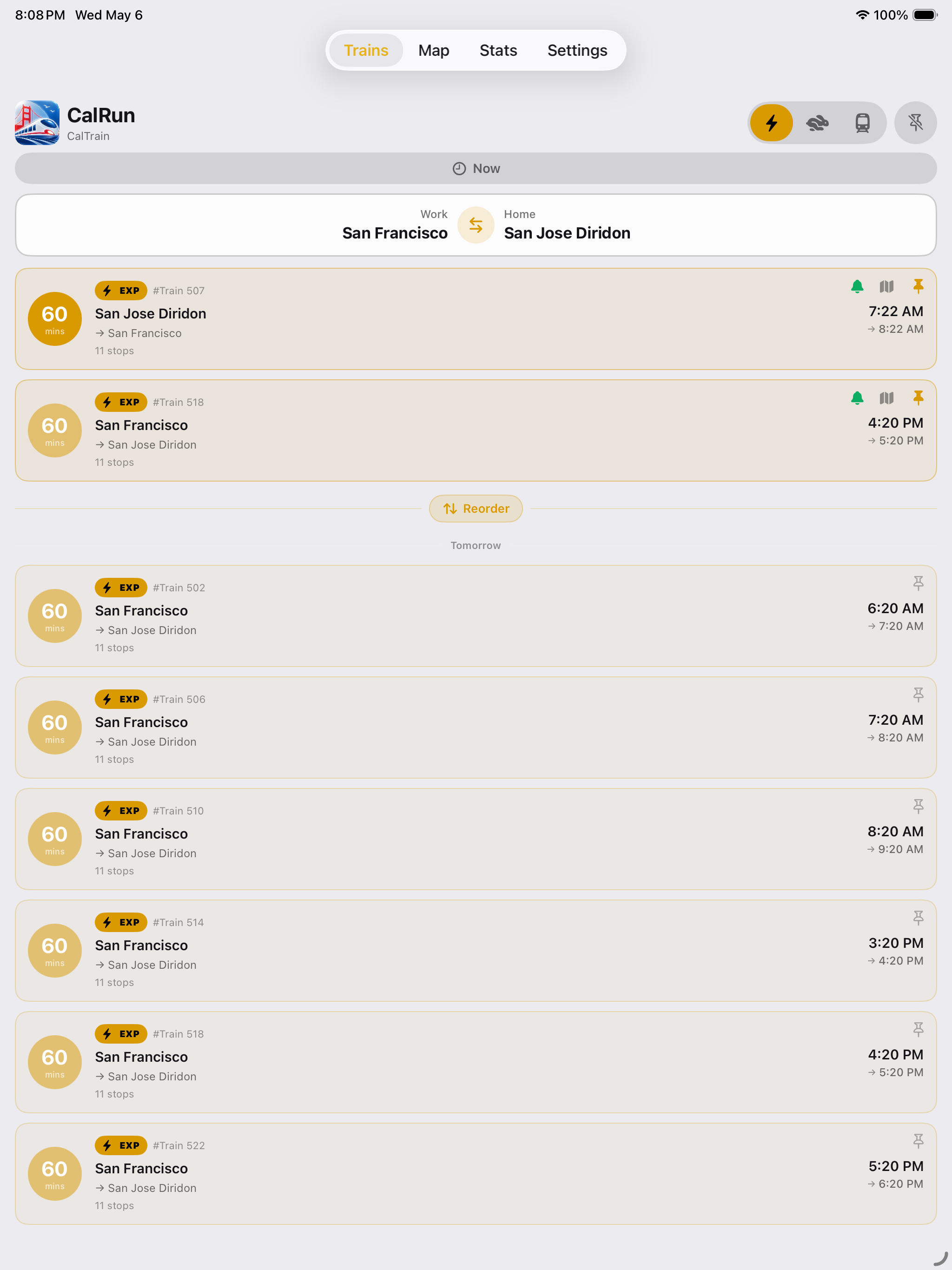 Train List - iPad