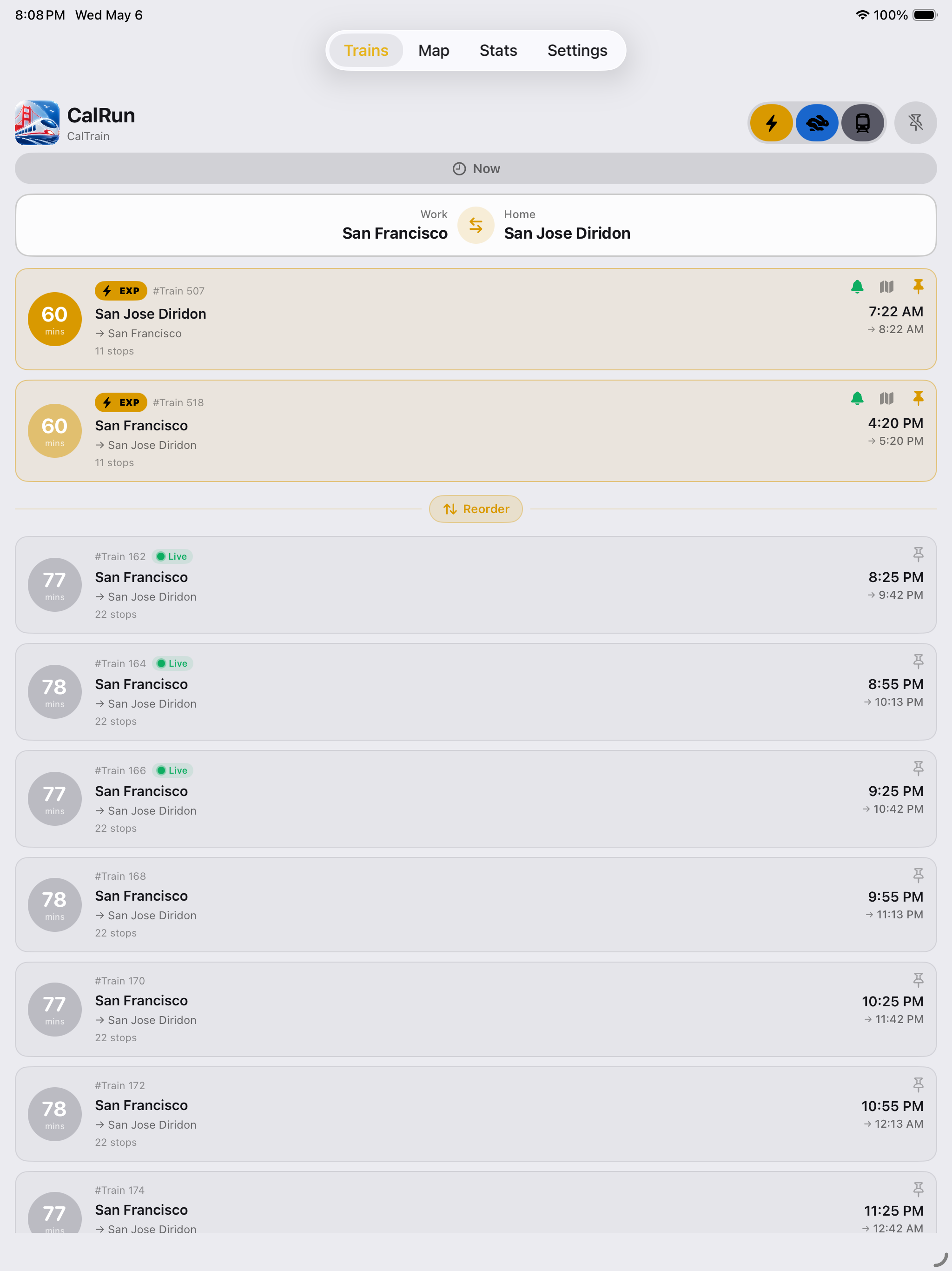 Filtered Routes - iPad